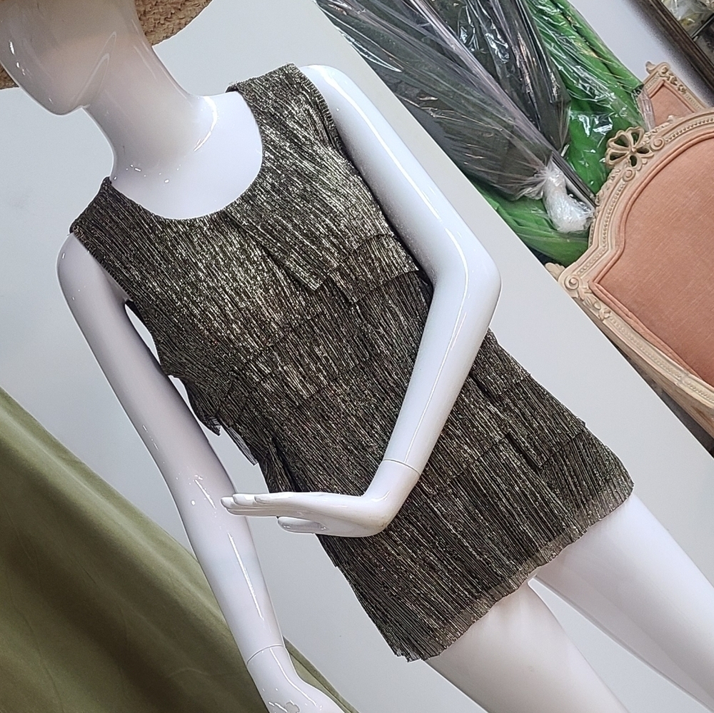 Christopher & Banks Gold Shimmer Sleeveless Top